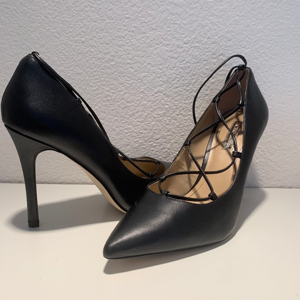 BCBGeneraton Tullly Lace-up Black Leather Pumps